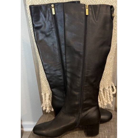 Kurt Geiger Size 9.5 heel boot women's black leather Elmer knee High eagle 40.5 - Picture 8 of 16